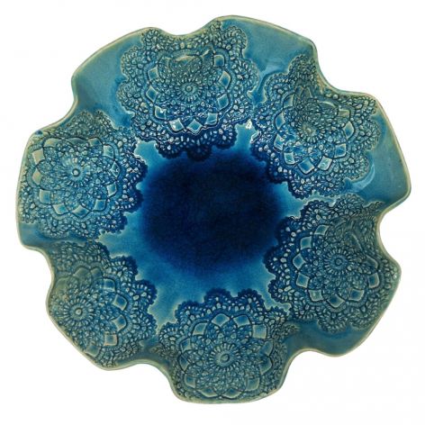 Miska Ceramiczna Ręcznie Robiona Turkusowa 29 cm Dekoracyjna Handmade