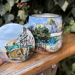 Porcelanowy kubek z zaparzaczem ręcznie malowany Nad Bałtykiem  - 