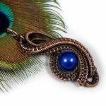 Miedziany wisior z perłą słodkowodną - evil eye, miedziany wisiorek z perłą