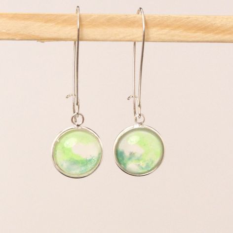 Kolczyki z ręcznie malowanym szkłem - zielone