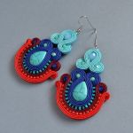 Kolczyki turkusowo-czerwone 1 - szklane koraliki