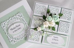 Kartka MŁODEJ PARZE miętowo-biała