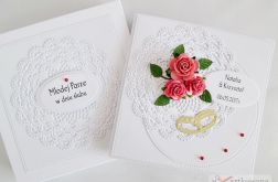 Kartka MŁODEJ PARZE z koralowymi różami /Z