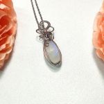 Naszyjnik Kamień księżycowy stal wirewrapping - Naszyjnik kamień księżycowy