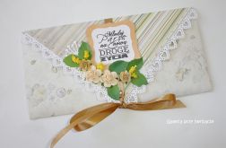 Kopertówka, kartka na ślub Młodej Pary beżowa