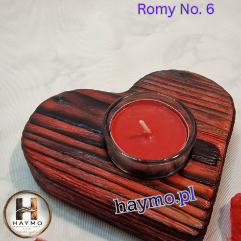 Świecznik serce Shou Sugi Ban pasy Romy No. 6