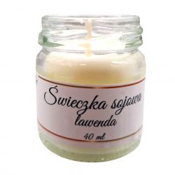 Świeczka Sojowa Lawendowa 40 ml Ręcznie Robiona w Szklanym Słoiczku 