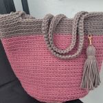 Torebka ze sznurka bawełnianego koloru różowego - torebka