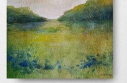 Łąka -akwarela formatu 20/20 cm
