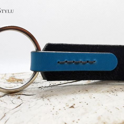 Breloczek męski skórzany czarny