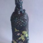 Butelka z jeżynkami i parasolem - Szklana butelka ręcznie zdobiona