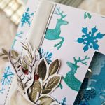 Kartka świąteczna z jeleniem- shaker card - Z aksamitną wstążką