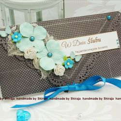 Kopertówka z okazji ślubu- brązy w turkusach