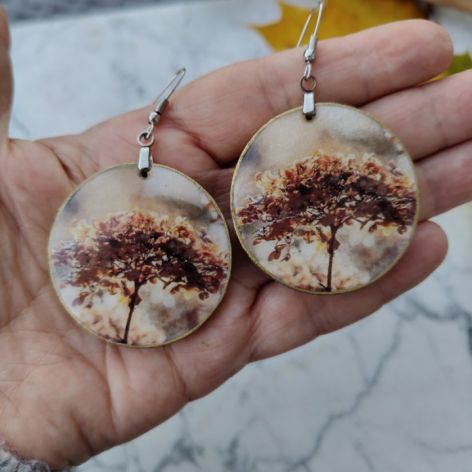 Jesienne Kolczyki - Kwiat hortensji