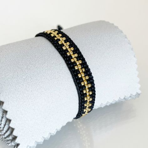 Bransoletka czarno-złota regulowana