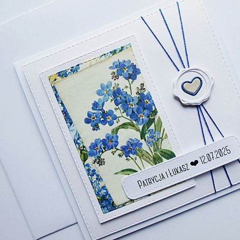 Kartka ślubna wyjątkowa z niezapominajkami 