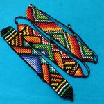 Bransoletka BOHO pleciona z koralików kolorowa green - 