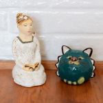 Dziewczyna i kot - figurki ceramiczne - 
