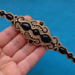 Bransoletka sutasz Beżowo-czarna z Agatem