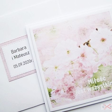 Kartka ŚLUBNA z grafiką - jasnoróżowa