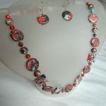 Howlit kwiatowy, piękny naszyjnik i kolczyki w srebrze, zestaw biżuterii - 