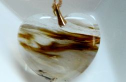 Kwarc rutylowy, włosy Wenus, serce, serduszko, wisior w złocie