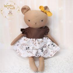 Miś Zoya przytulanka brązowa sukienka GOTOWA