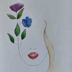 Kobieta,kwiaty 5-akwarela formatu 24/32 cm  - 