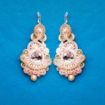 Kolczyki Krem, Złoto & Kryształy - 