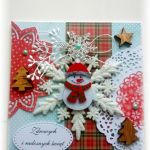 wesoła kartka świąteczna bałwanek - 