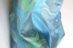 Morskie wodorosty, jedwabna malowana chusta