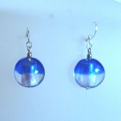 Murano, niebiesko białe, kobaltowe szkło weneckie, kolczyki, srebro