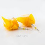 Kolczyki Silk kwiaty żółte - Kolczyki z materiału