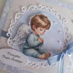 Kartka na Chrzest Święty z chłopcem - Kartka na Chrzest Święty z chłopcem