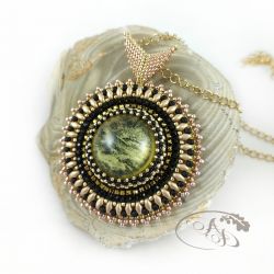 Black Sun wisior złoto-czarny beading żywica jubilerska