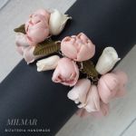 Bransoletka Elegancka- kwiaty FIMO - boho/ślu - piękne kolory