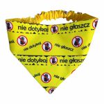 Bandana ostrzegawcza dla psa XL na gumce - NIE DOTYKAJ - żółta - 