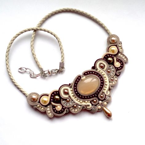 Naszyjnik Beż & Marsala