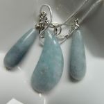 Kojący błękitny akwamaryn, wisiorek i kolczyki, zestaw biżuterii - 