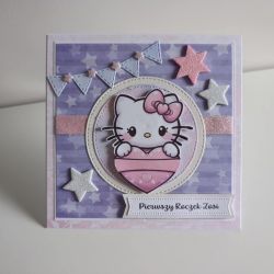 Kartka na pierwsze urodziny roczek Hello Kitty