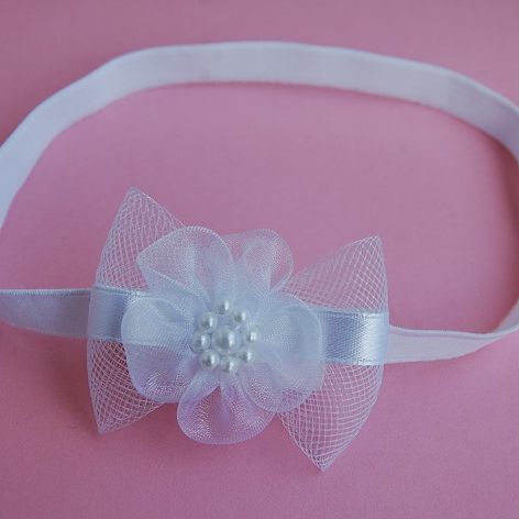 Opaska niemowlęca - "Kokardka w bieli" - zamówienie  madzia199353 