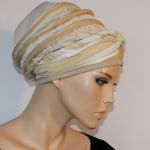 lekki turban ZŁOTY - szarfa zamotana wokół głowy