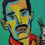 obraz olejny freddie mercury z kotem  - 