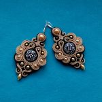 Kolczyki sutasz Beżowe z Czarnym - 