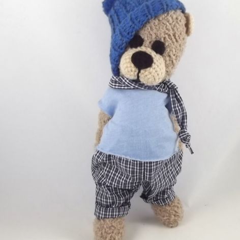 JANEK - szydełkowy miś, personalizowany prezent