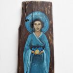 Anioł Akari, obraz malowany na starej desce drewnie handmade rękodzieło - 