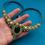 Naszyjnik Beż, Złoto i Zieleń - 