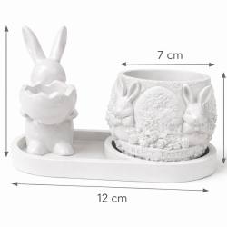 Zestaw świeczników gipsowych Królicza Wiosna – wiosenna dekoracja stołu