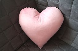Valentynkowa poduszka serce, velvet pudrowy róż