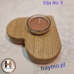 Świecznik drewniany dąb serce olej twardowoskowy Dija No. 5 - 